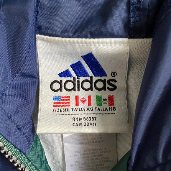 SOLD: ADIDAS GREEN AND BLUE WINDBREAKER WITH HOOD - Picture 5 of 6